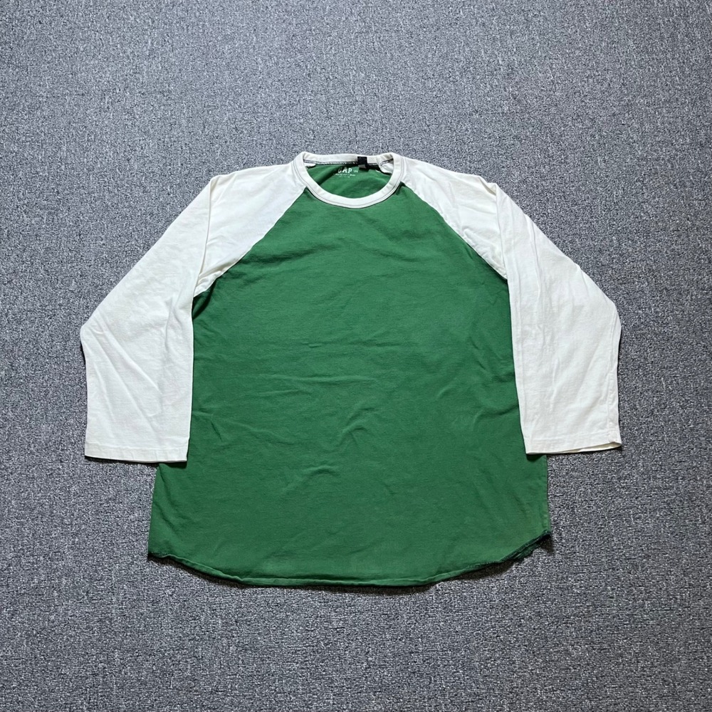 Vintage Gap Raglan Baseball T-Shirt XL Green White 3/4 Sleeve Athletic Fit